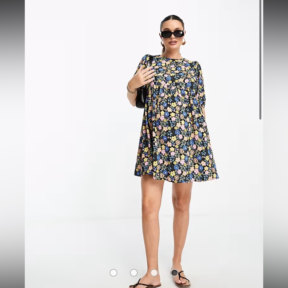 i5 ASOS DESIGNS Floral Dress Womens Size 14 short sleeve smock mini maternity